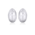 14K White Gold Sparkle Kiss Diamond-cut Oval Stud Earrings
