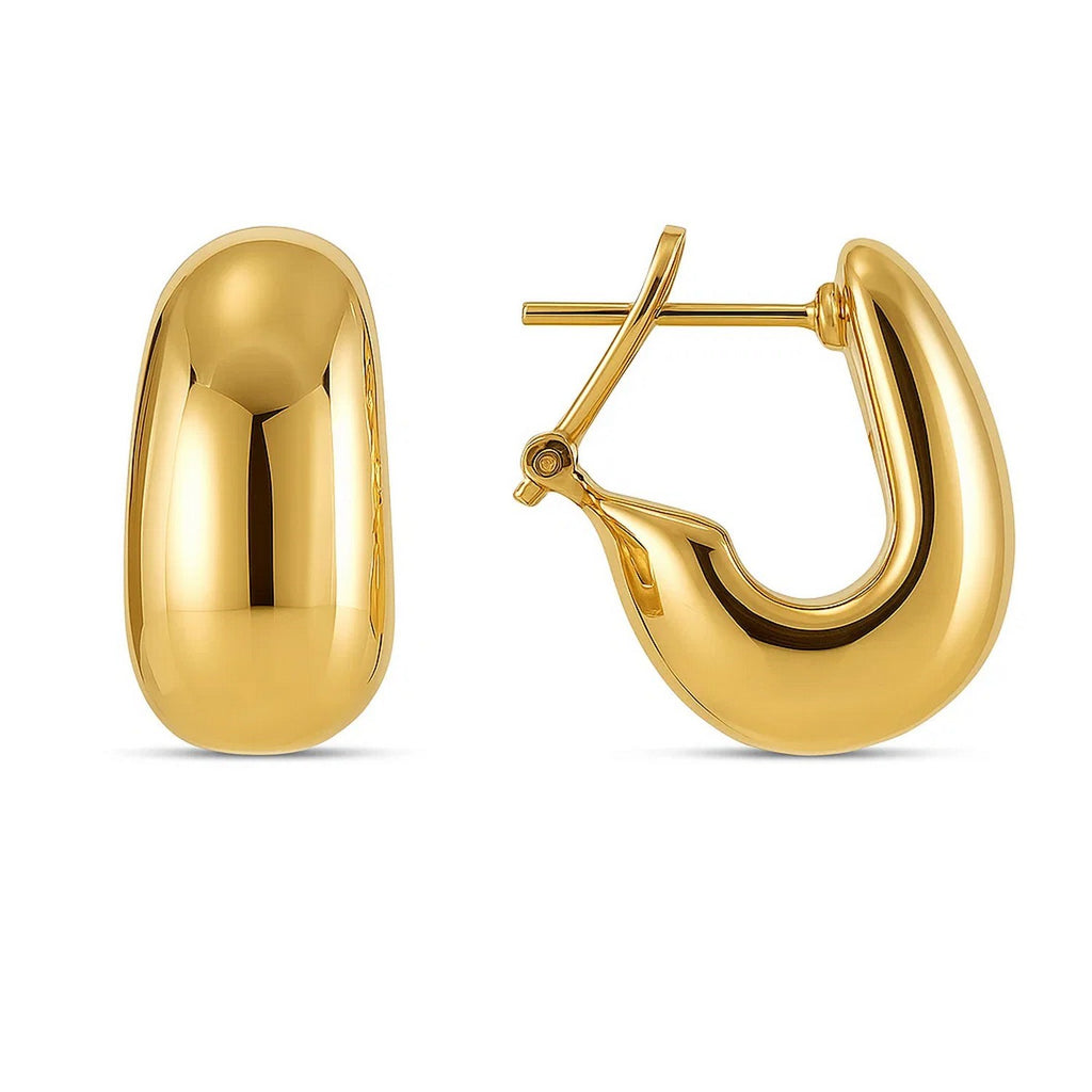 14k Yellow Gold Fancy Omega Hoops