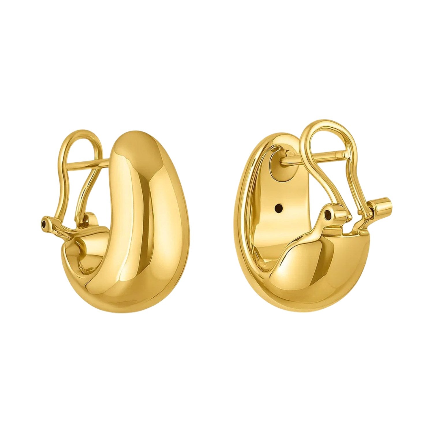 14k Yellow Gold Fancy Omega Hoops