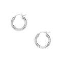 14k White Gold Polished Hoop Earrings (3x15mm)