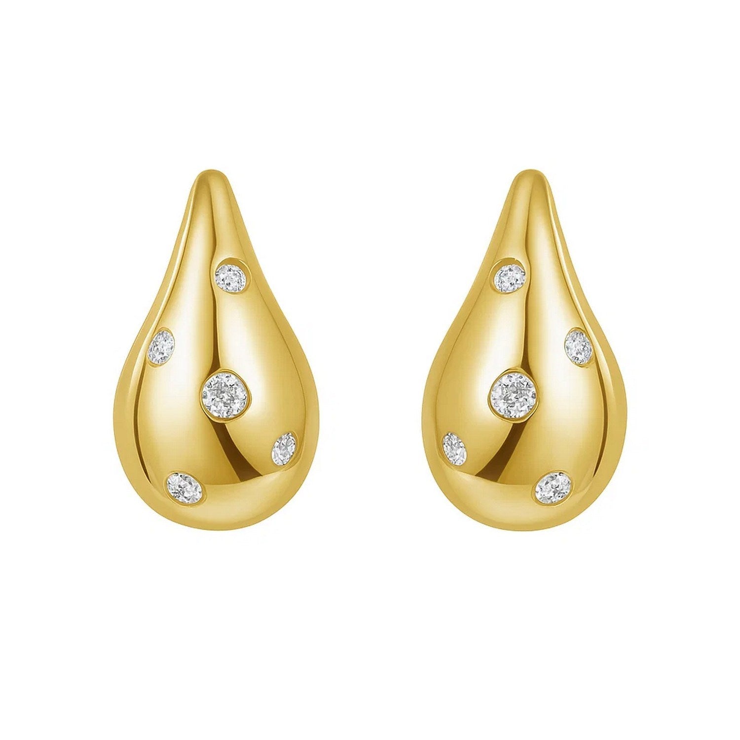 14K Yellow Gold Diamond Raindrop Earrings