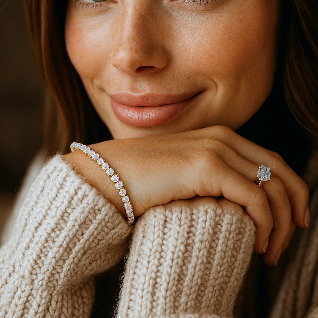 Lab Grown Round Diamond Tennis Bracelet in 14k Yellow Gold(5 cctw  F/G  VS2/SI1)