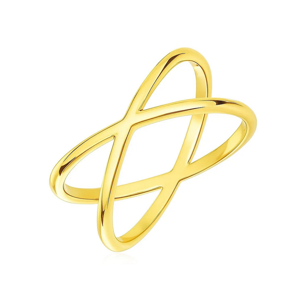 14k Yellow Gold Polished X Profile Ring