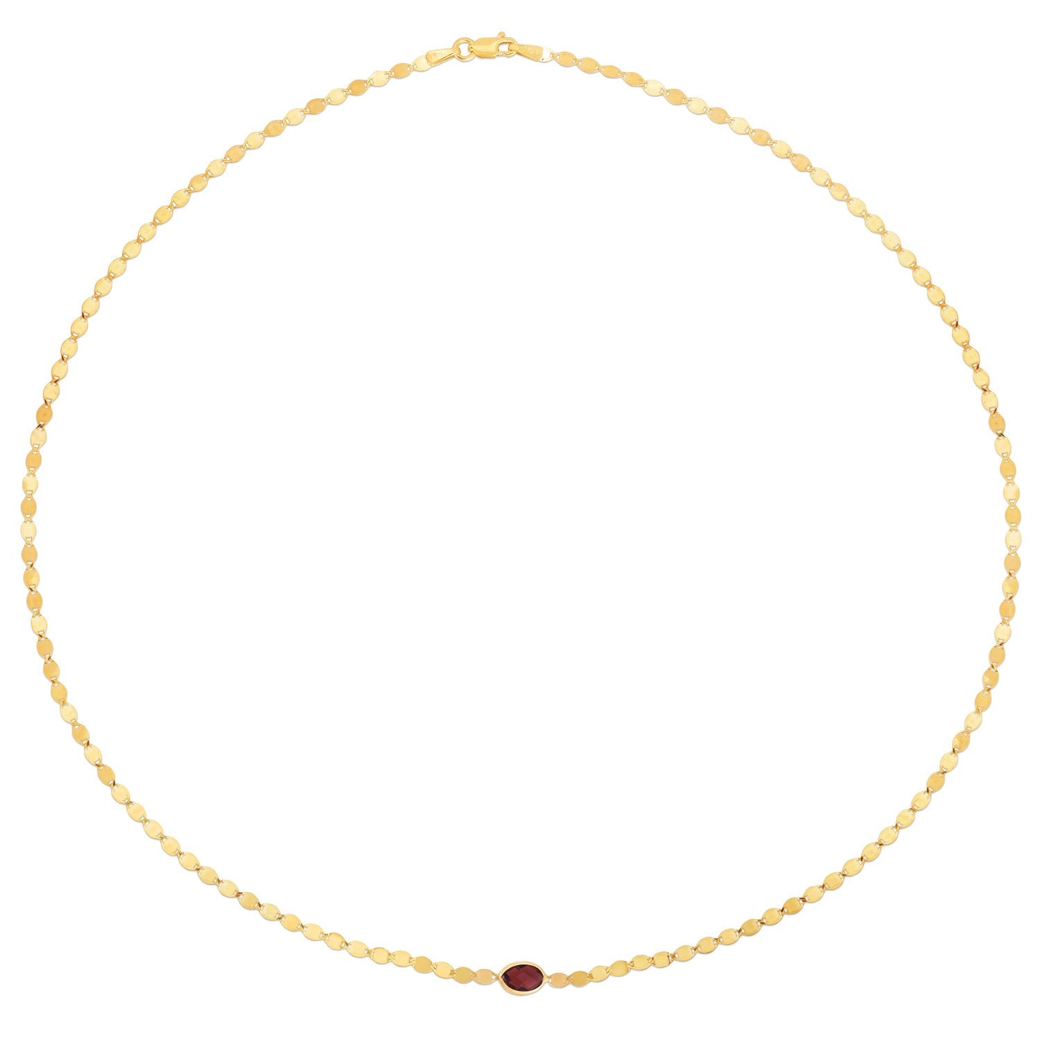 14K Yellow Gold Garnet Mirrored Chain (2.20 mm)