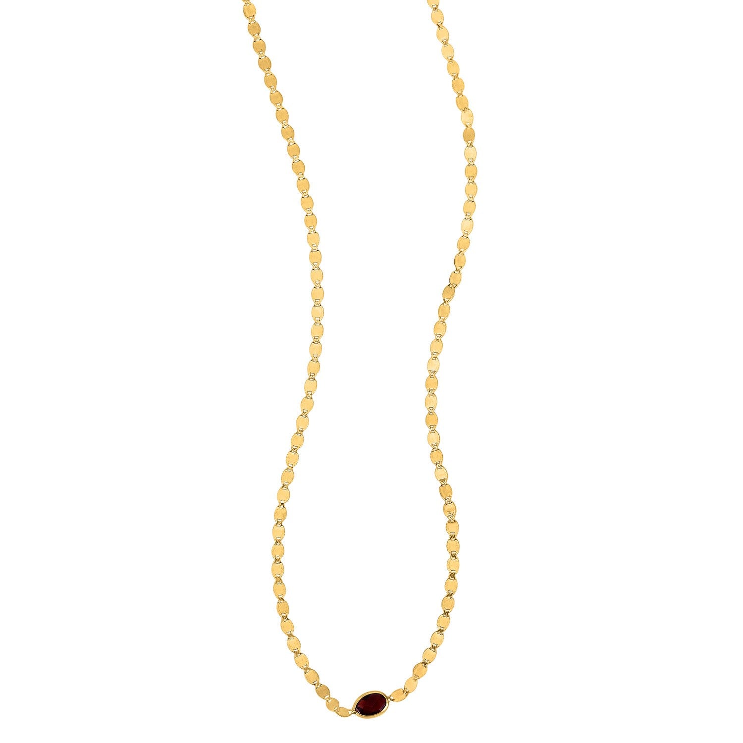 14K Yellow Gold Garnet Mirrored Chain (2.20 mm)