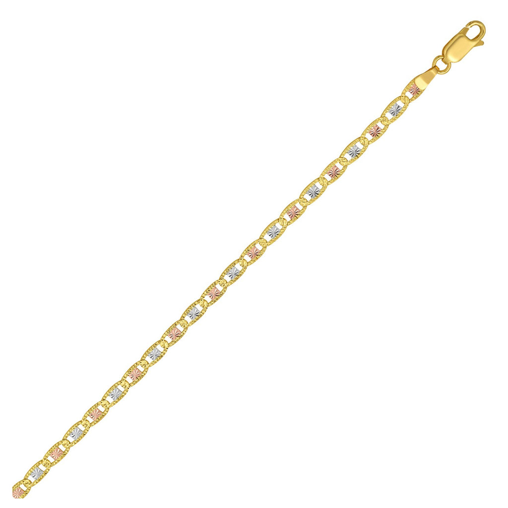 14K Tri Color Gold Pave Valentino Chain (3.50 mm)