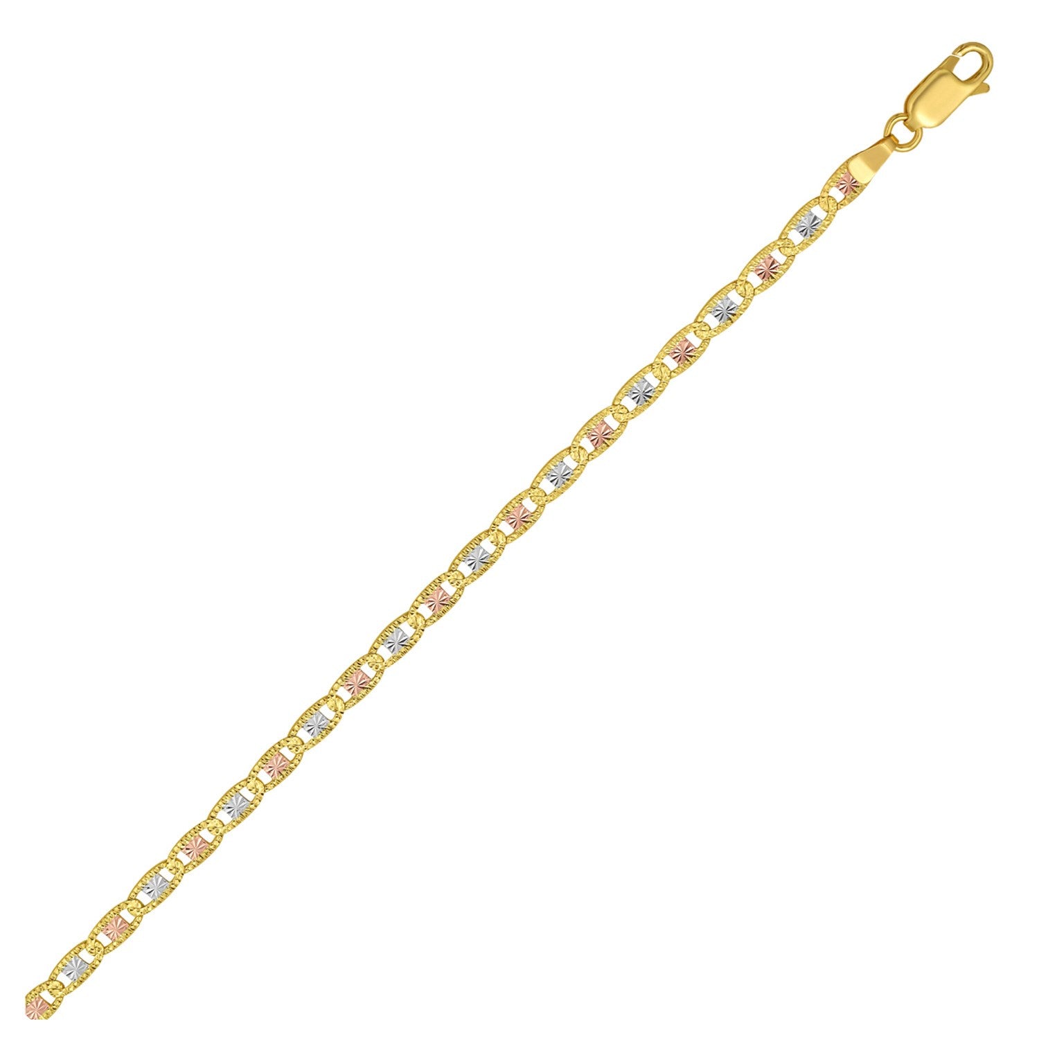 14K Tri Color Gold Pave Valentino Chain (3.50 mm)