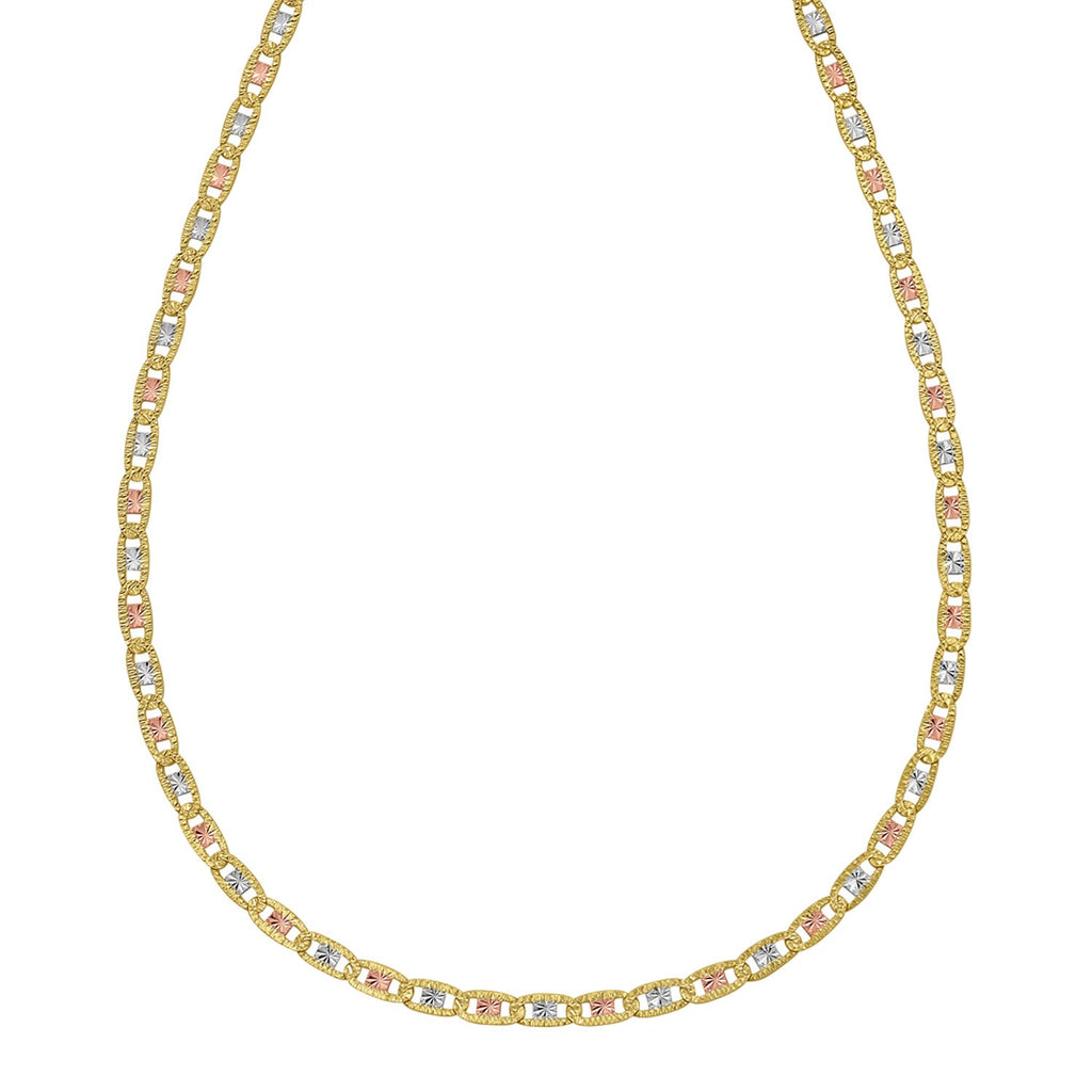 14K Tri Color Gold Pave Valentino Chain (3.50 mm)