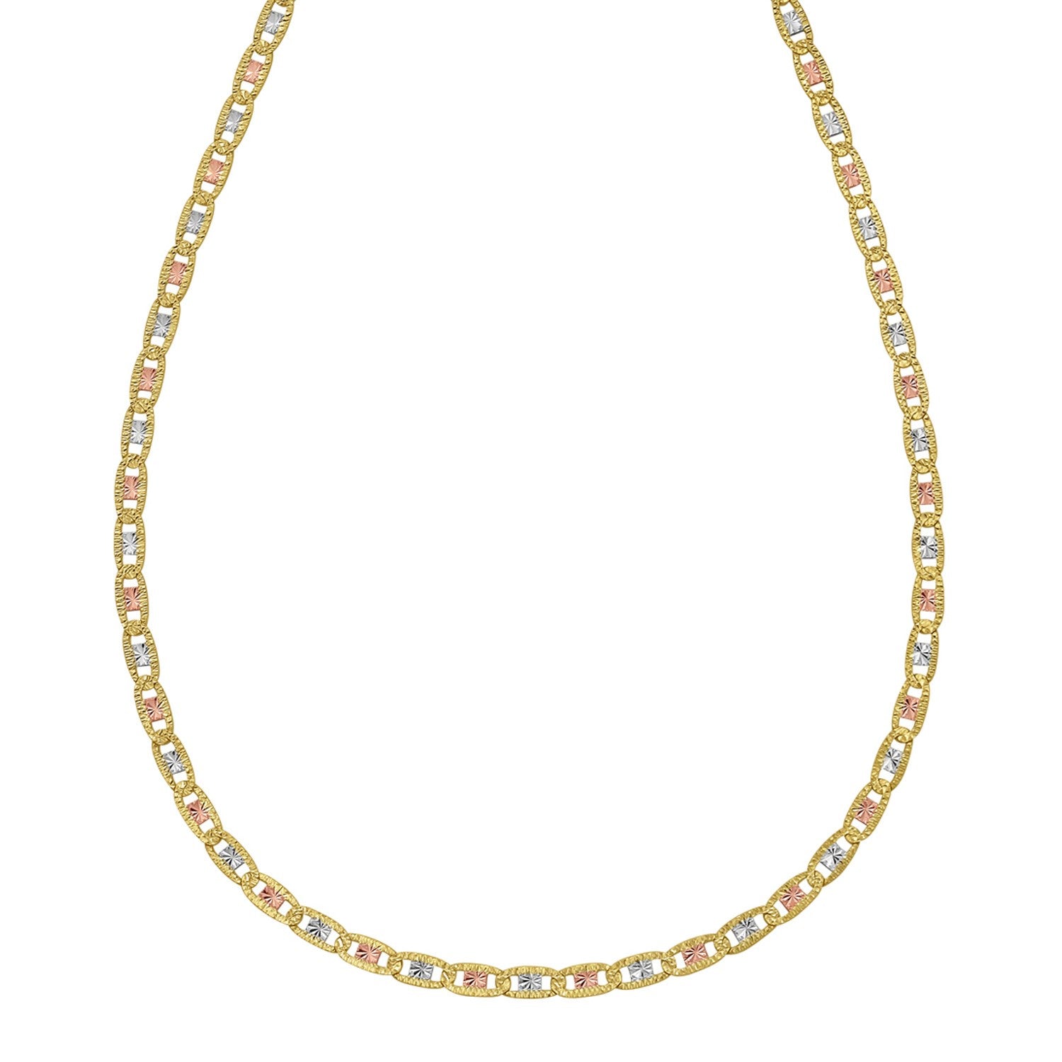 14K Tri Color Gold Pave Valentino Chain (3.50 mm)