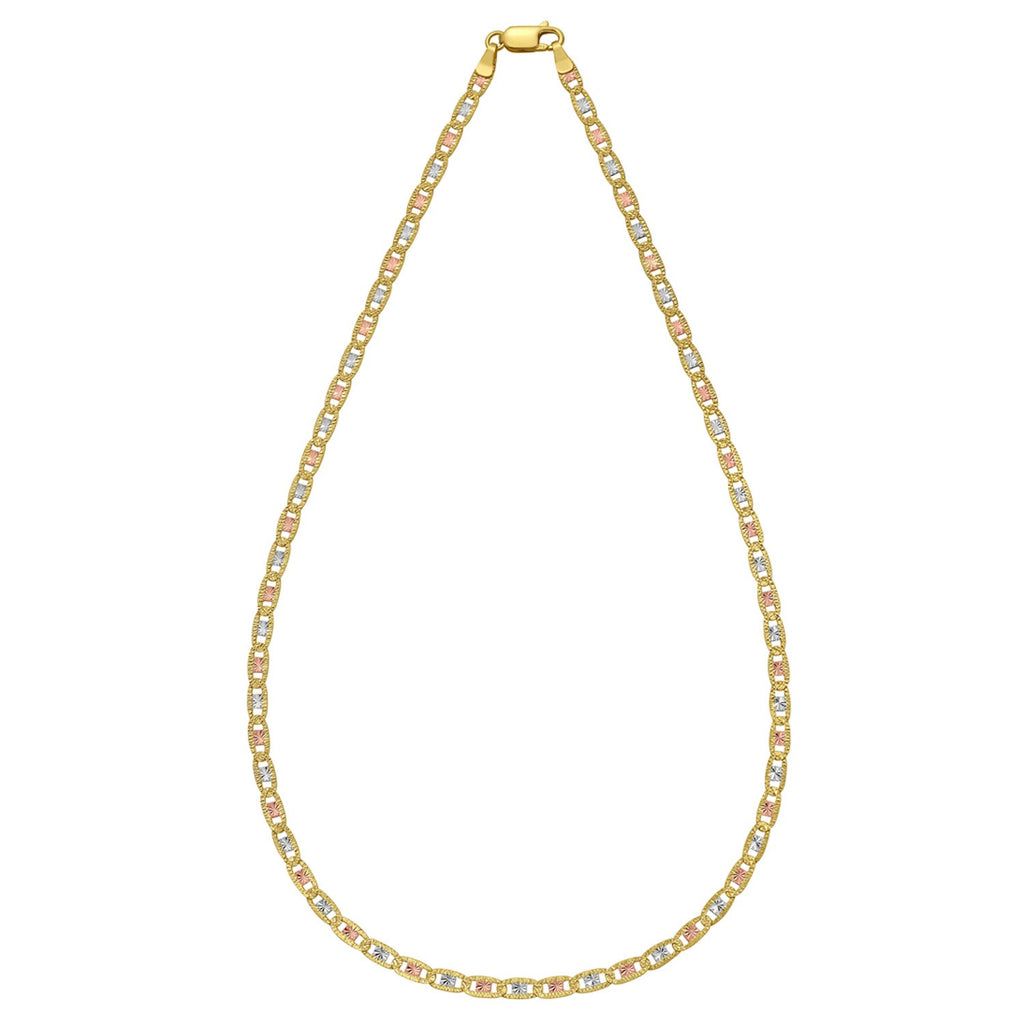 14K Tri Color Gold Pave Valentino Chain (3.50 mm)