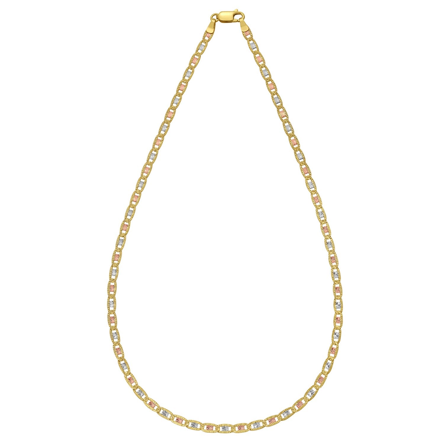 14K Tri Color Gold Pave Valentino Chain (3.50 mm)