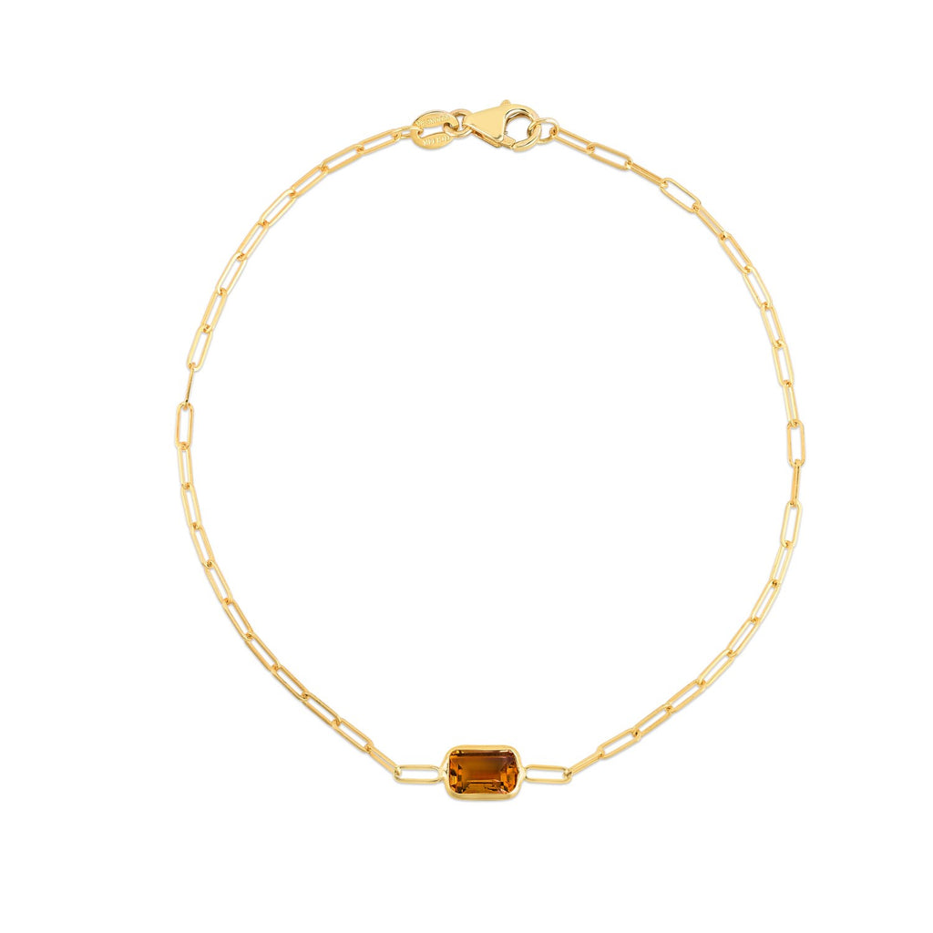 14K Yellow Gold Citrine Paperclip Bracelet (1.50 mm)