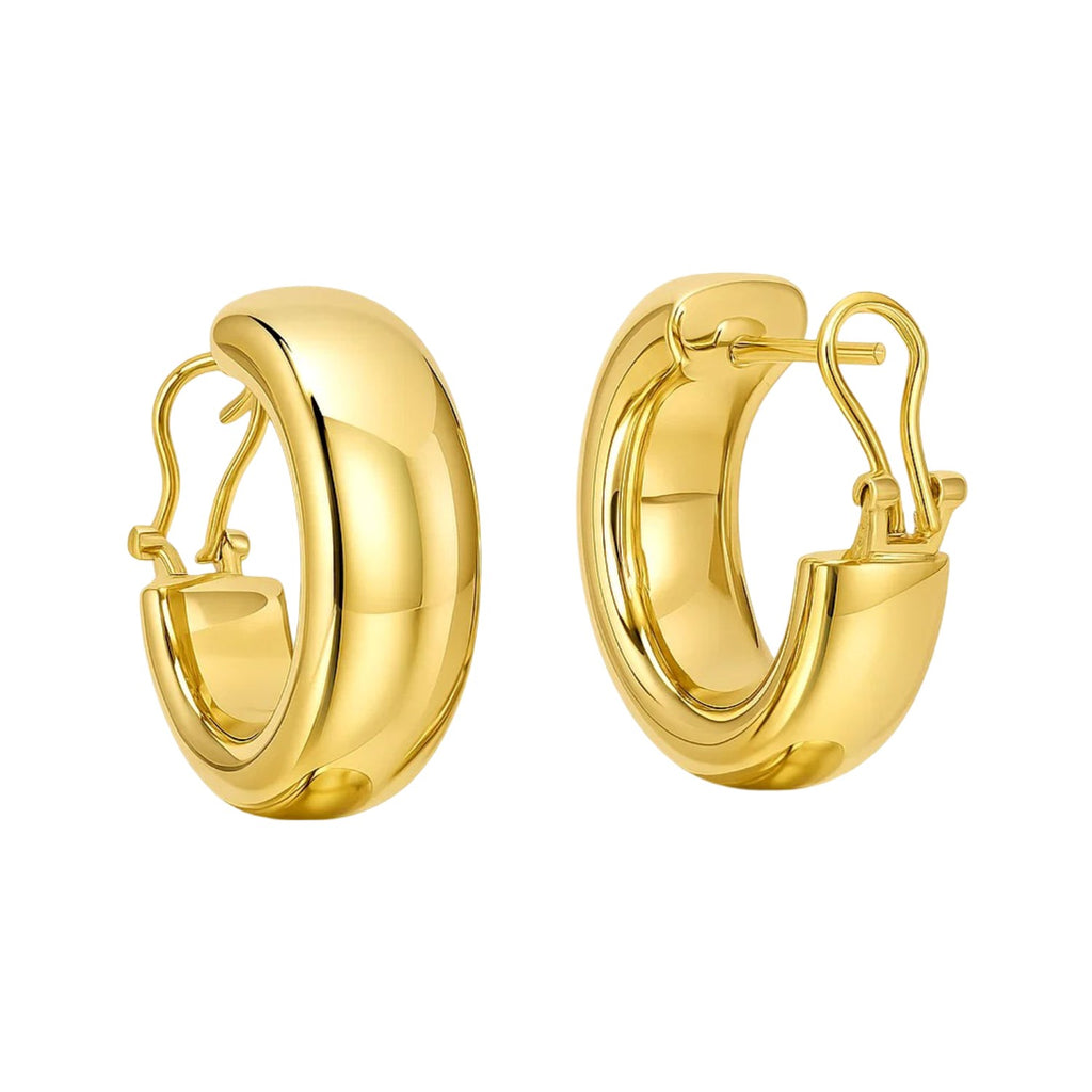 14k Yellow Gold Large Omega C Hoops