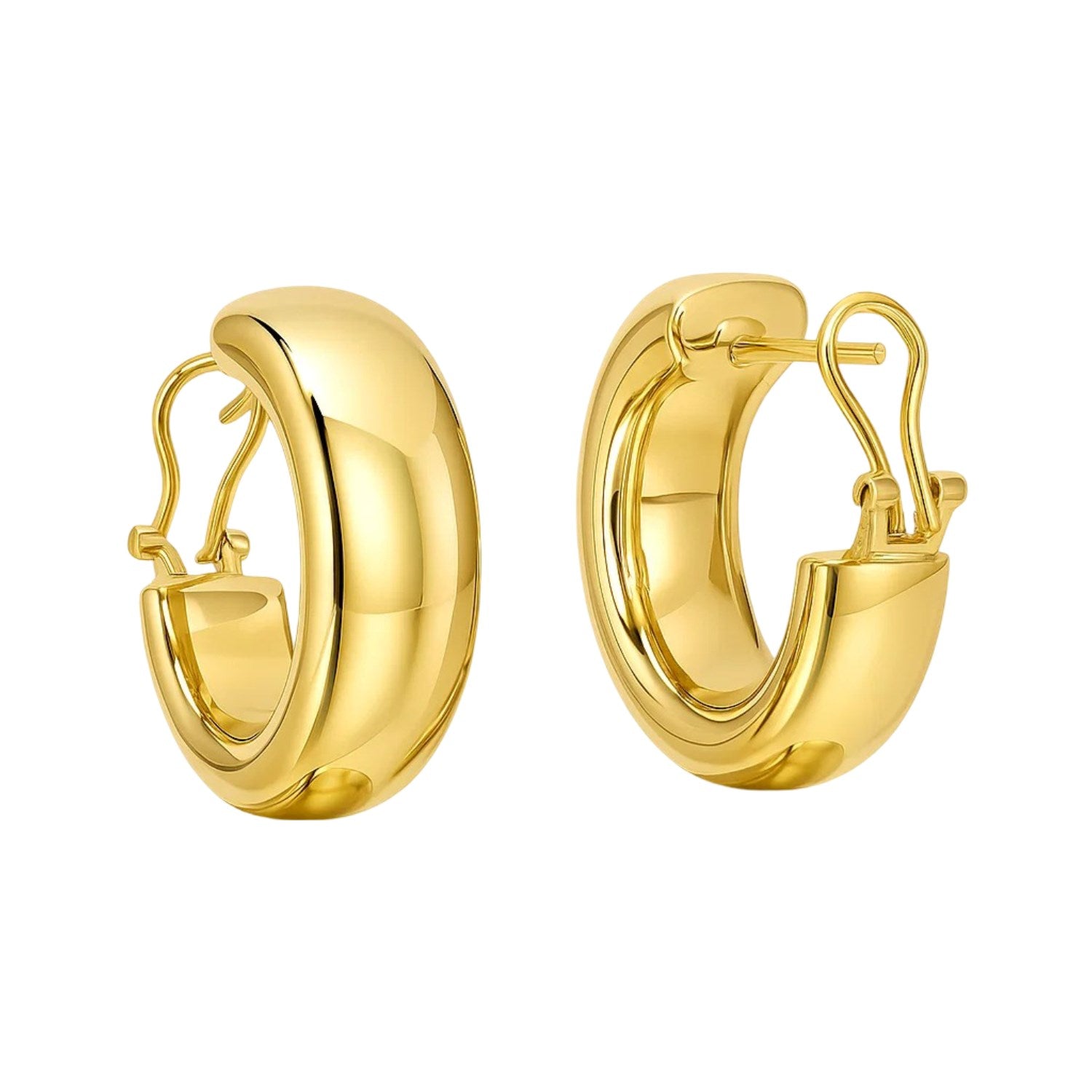 14k Yellow Gold Large Omega C Hoops