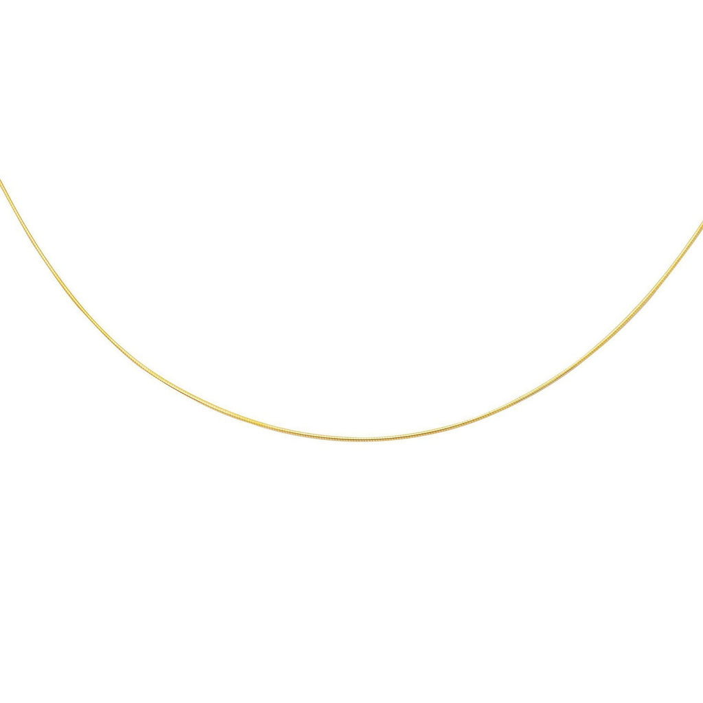 14k Yellow Gold Thin Motif Round Omega Necklace