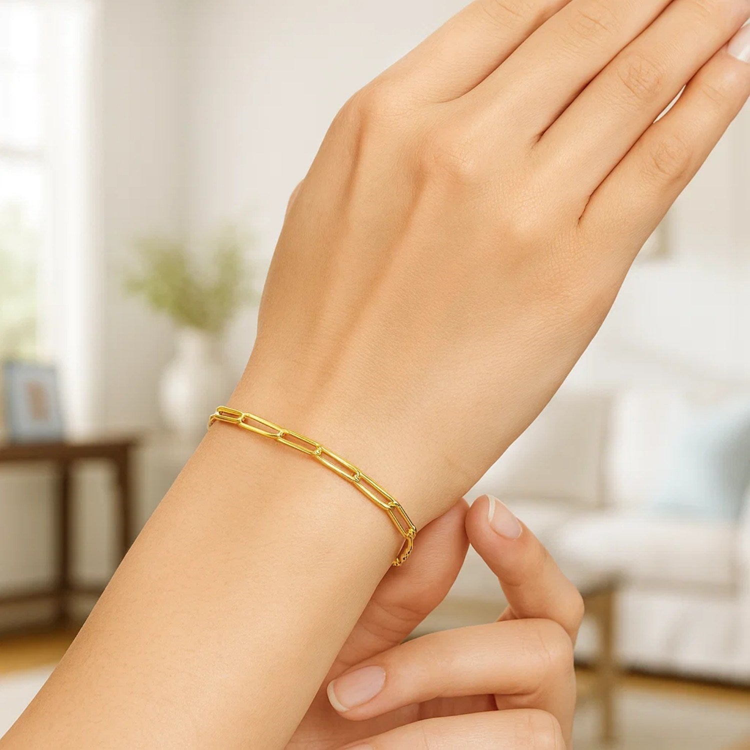 10K Yellow Gold Paperclip Bracelet  (2.50 mm)
