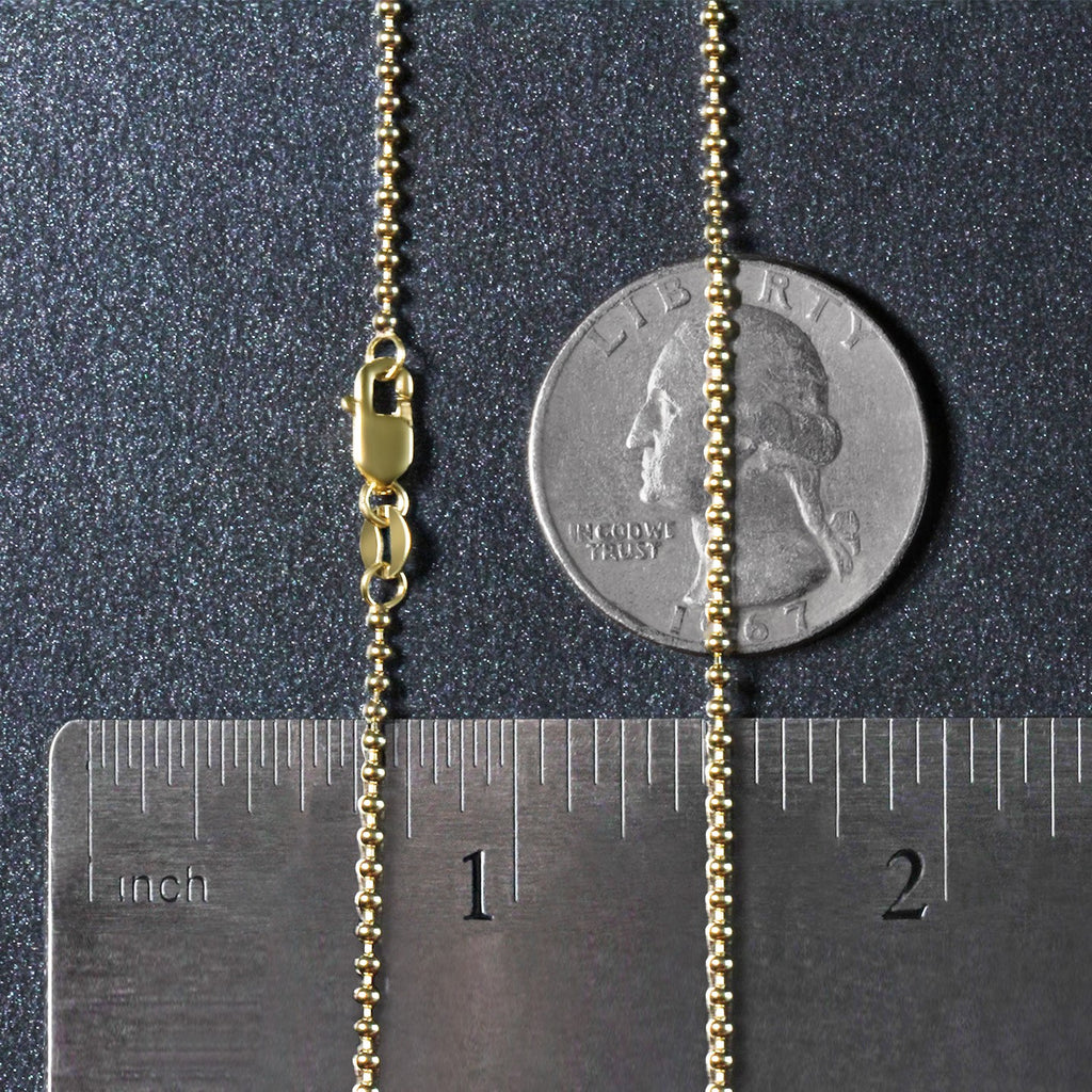 14k Yellow Gold Bead Chain 1.5mm (1.50 mm)