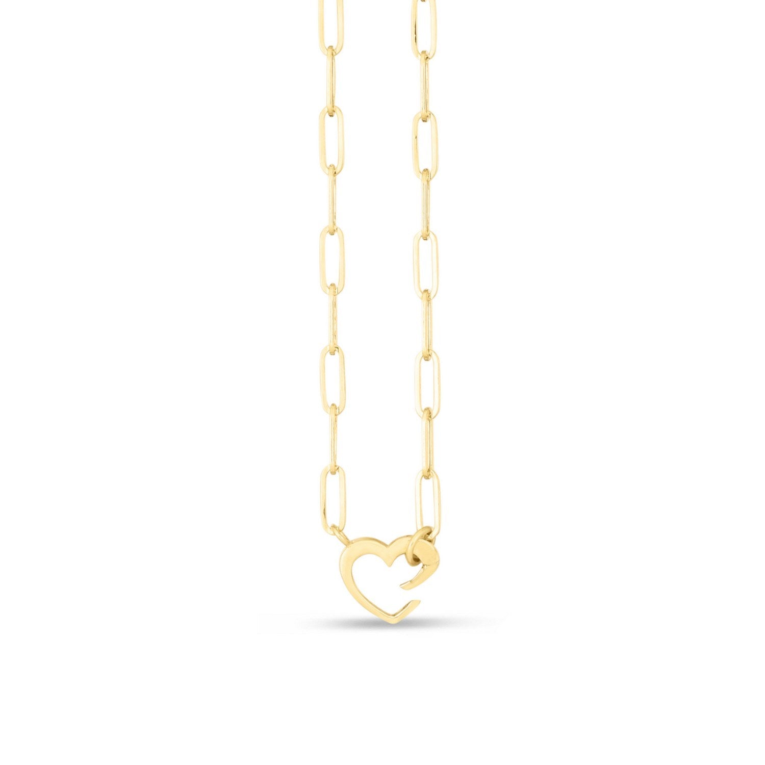 14k Yellow Gold Heart Element Paperclip Necklace