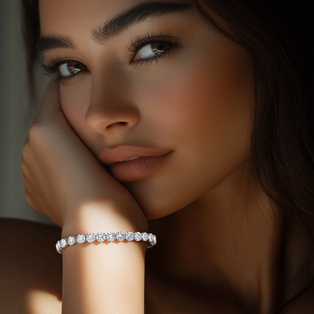 Lab Grown Round Diamond Tennis Bracelet in 14k White Gold (8 cctw F/G  VS2/SI1)