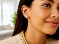 14k White Gold Puffed Heart Shape Shiny Earrings