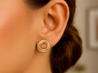 14K Yellow Gold Diamond Cut Interlocking Trinity Stud Earrings (11.30 mm)