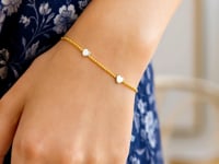 14K Yellow and White Gold Heart Bead Bracelet