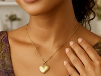 14K Yellow Gold Vintage Puffed Heart Necklace